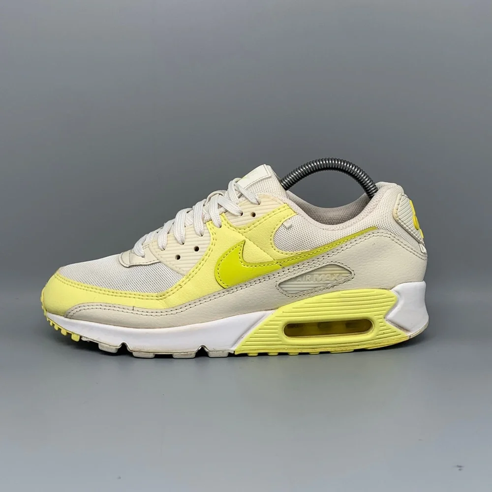 Nike Air Max 90 Sail/Light Voltage Yellow Running Shoes DJ5198‑100 Women’s Sz 10